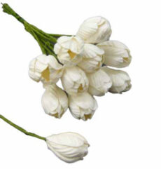 Paberlilled mooruspuu paberist (mulberry) – tulbinupp, 10mm, 10tk, valge
