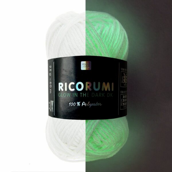 Ricorumi Glow in the Dark helendav lõng valge 25 g – Rico Design