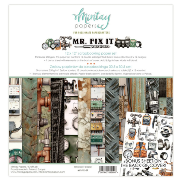 mintay-mr-fix-it-12×12-inch-scrapbooking-paper-set